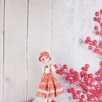 ドール用 冬の赤い実　背景布（150cm×90cm）