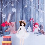 ドール用 スノーマンと積雪（クリスマス） 背景布（120cm×60cm）