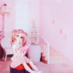 ドール用 ピンクの階段部屋　背景布（120cm×60cm）
