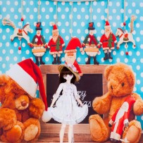 ドール用 テディベア（クリスマス）背景布（120cm×60cm）