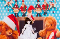 ドール用 テディベア（クリスマス）背景布（120cm×60cm）