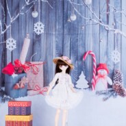 ドール用 スノーマンと積雪（クリスマス） 背景布（120cm×60cm）
