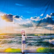 ドール用 朝日と海　背景布（190cm×150cm）